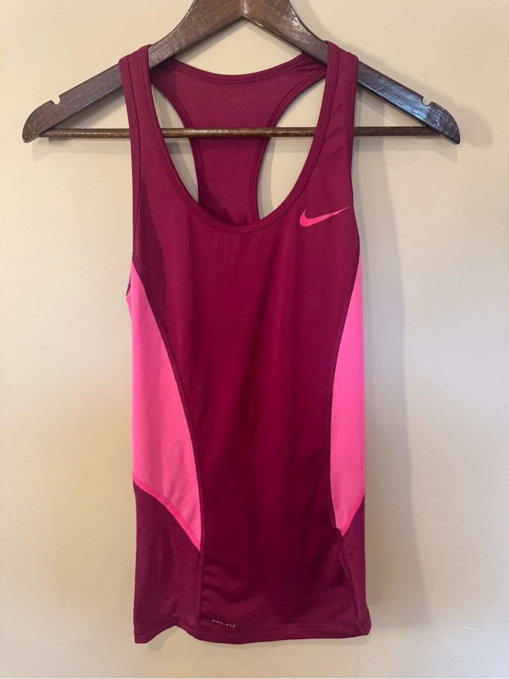 Nike Maroon & Hot Pink Racerback Performance Tank - Picture 2 of 8